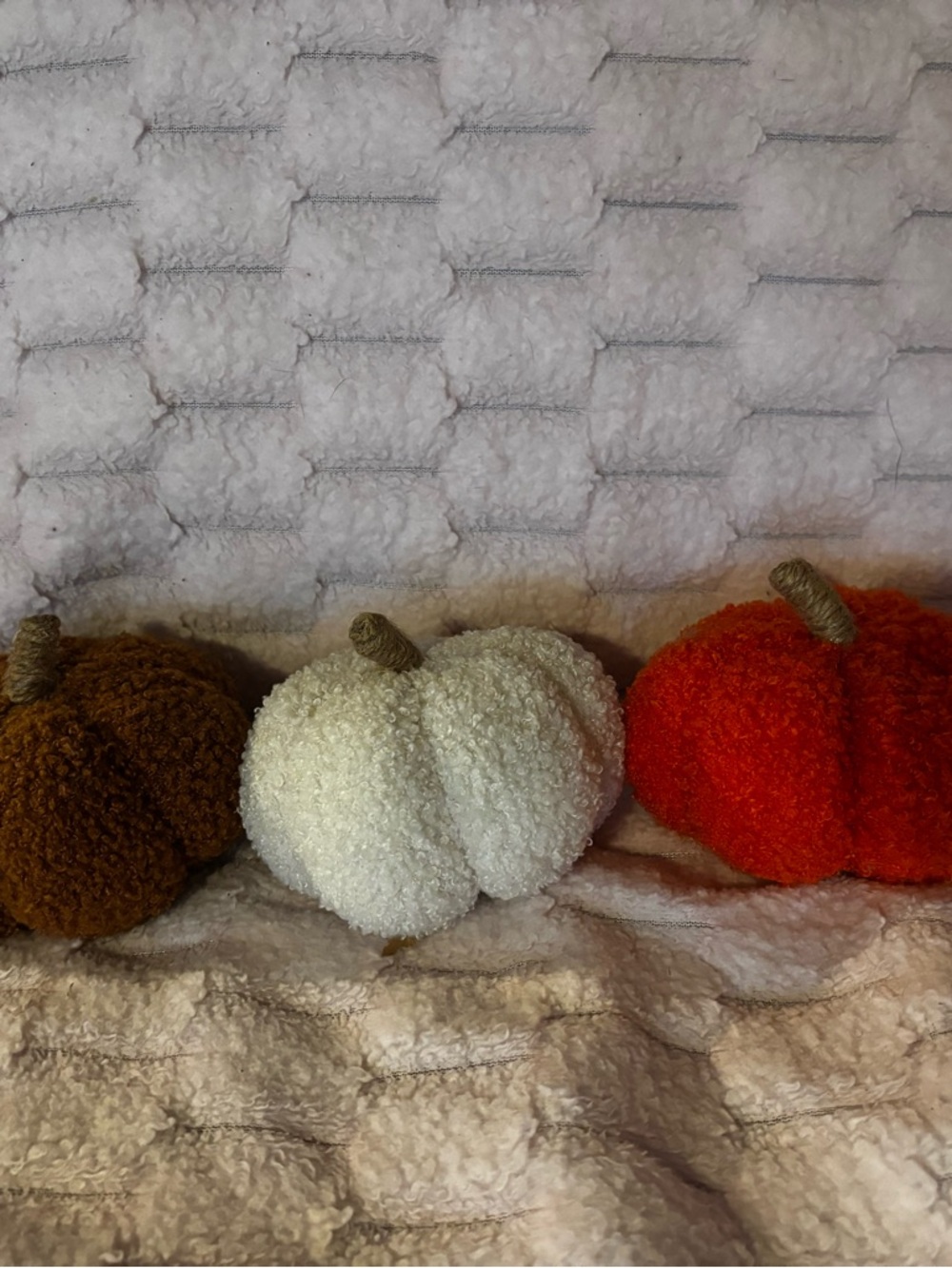 Decorative Plush Pumpkin Trio - Brown, Cream & Orange